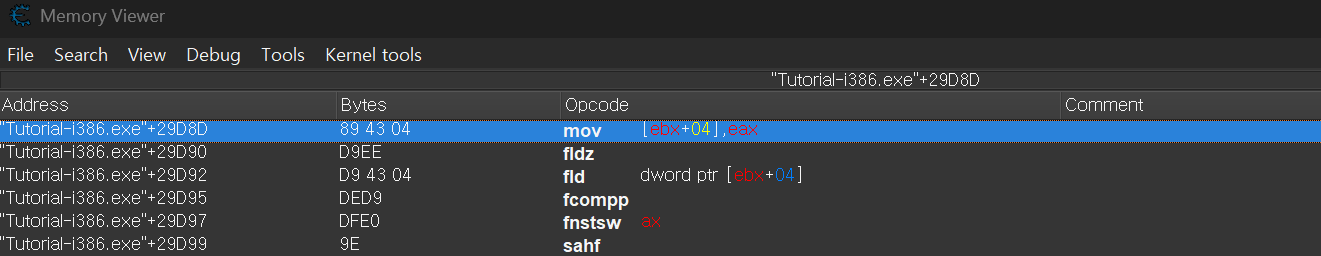 Show Disassembler로 명령어 분석
