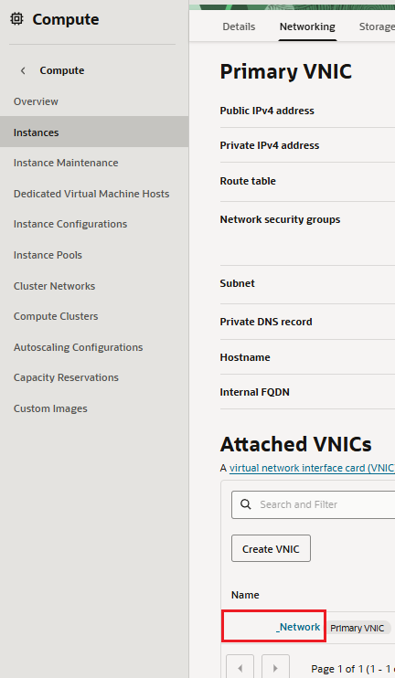 Attached VNICs