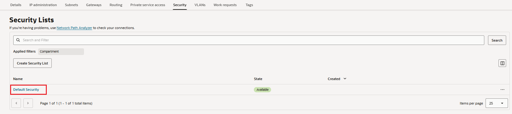 Security Lists